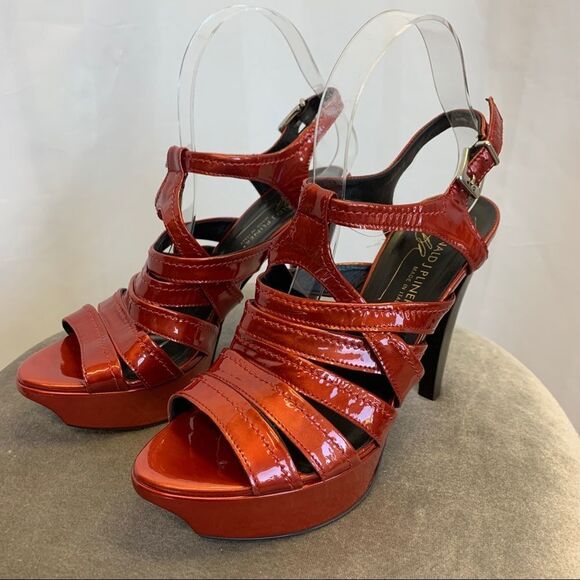 Donald J. Pliner Red Cleva Gladiator Patent Sandals Sz 8 - Picture 4 of 12